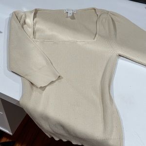Leith cream quarter sleeve sweater
